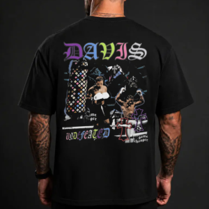 Back of black Gervonta Davis Graphic Tee with large DAVIS lettering and boxing collage