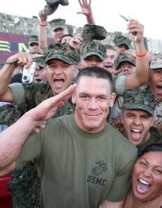 John Cena saluting with United States Marines