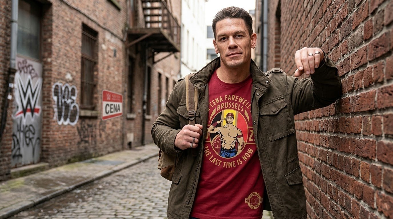 John Cena Brussels Shirt farewell tour shirt lifestyle view