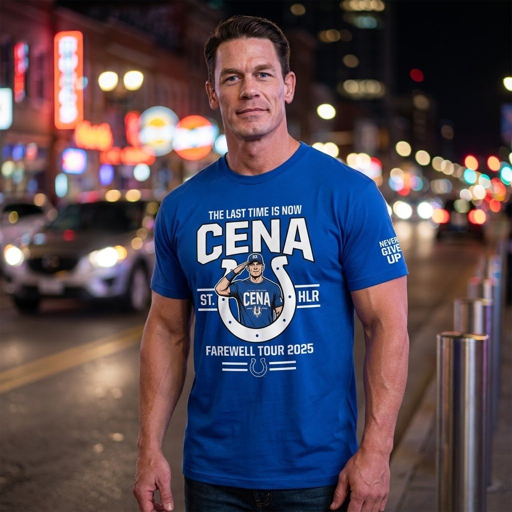 John Cena Indianapolis royal blue shirt worn for an everyday fan look.
