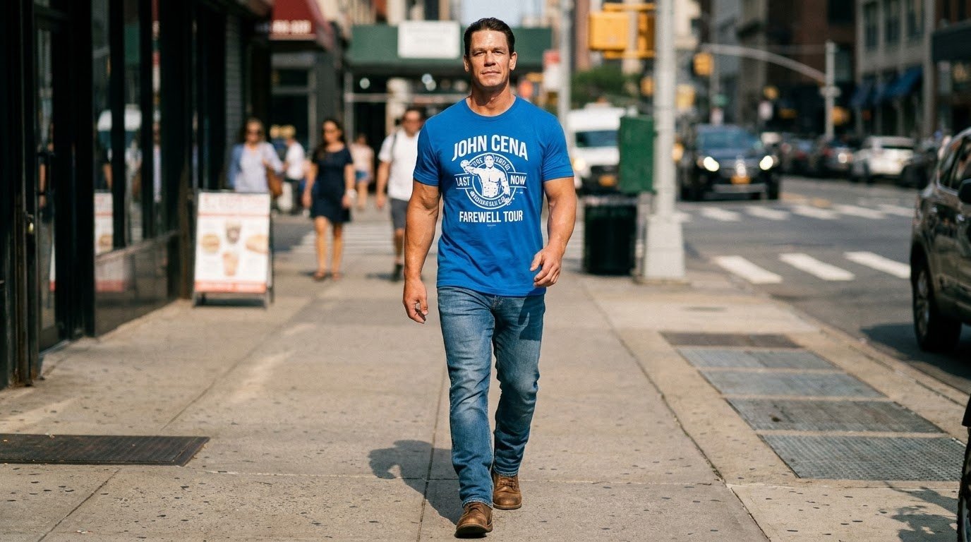 John Cena Los Angeles Shirt Never Give Up sleeve detail