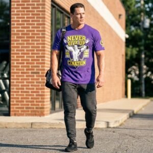 John Cena Never Give Up T Shirt purple HLR sleeve detail