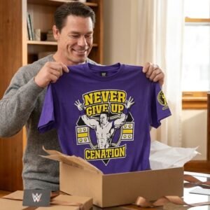 John Cena Never Give Up T Shirt purple front graphic
