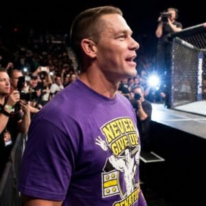 John Cena Never Give Up T Shirt purple worn look