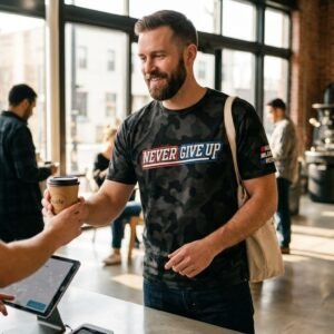 John Cena Shirt Never Give Up casual cafe outfit