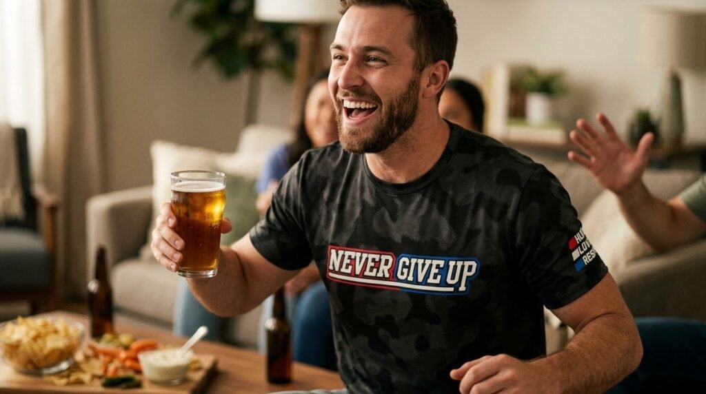 John Cena Shirt Never Give Up cheering fan look