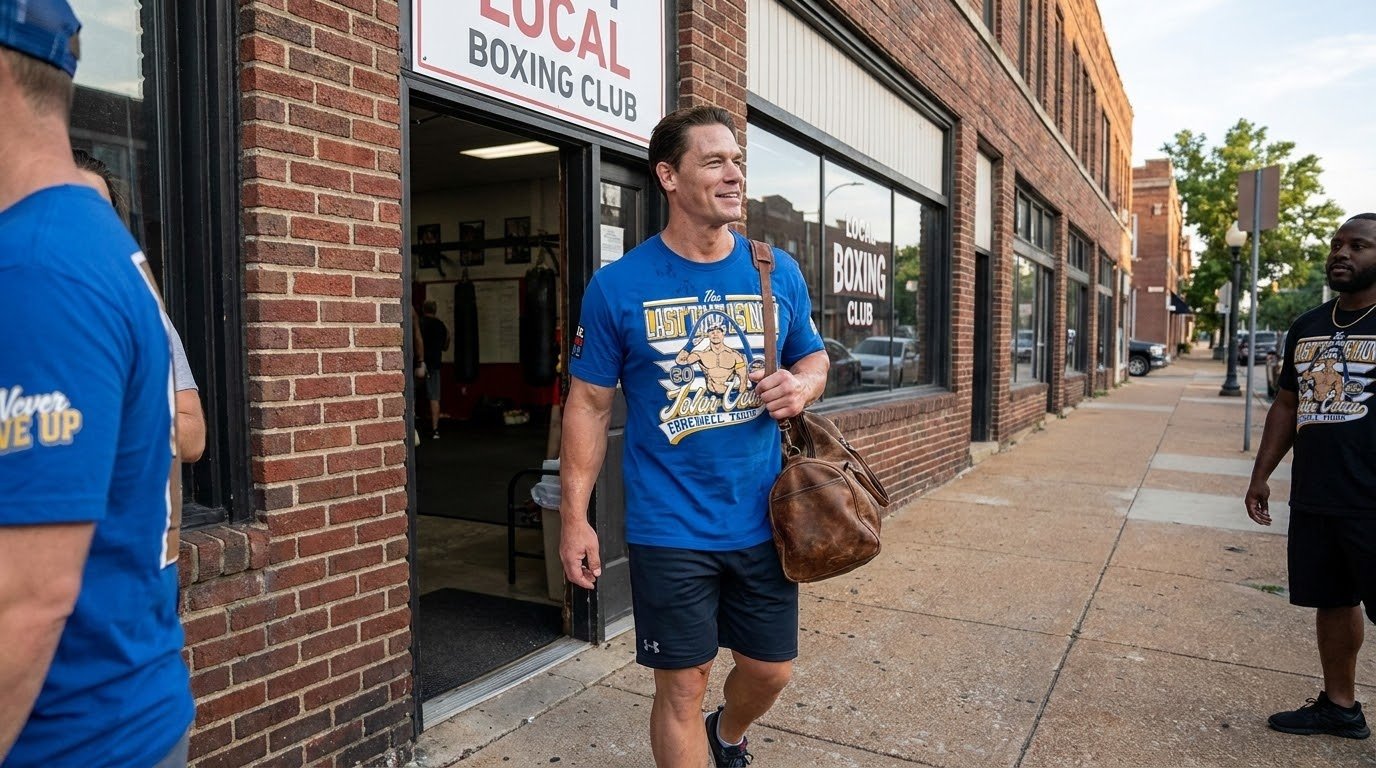 John Cena St Louis Shirt blue front portrait and championship era artwork