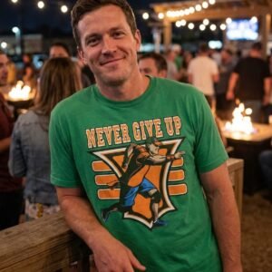 Never Give Up John Cena Shirt alternate fight night outfit