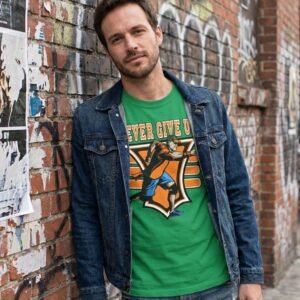 Never Give Up John Cena Shirt green streetwear look