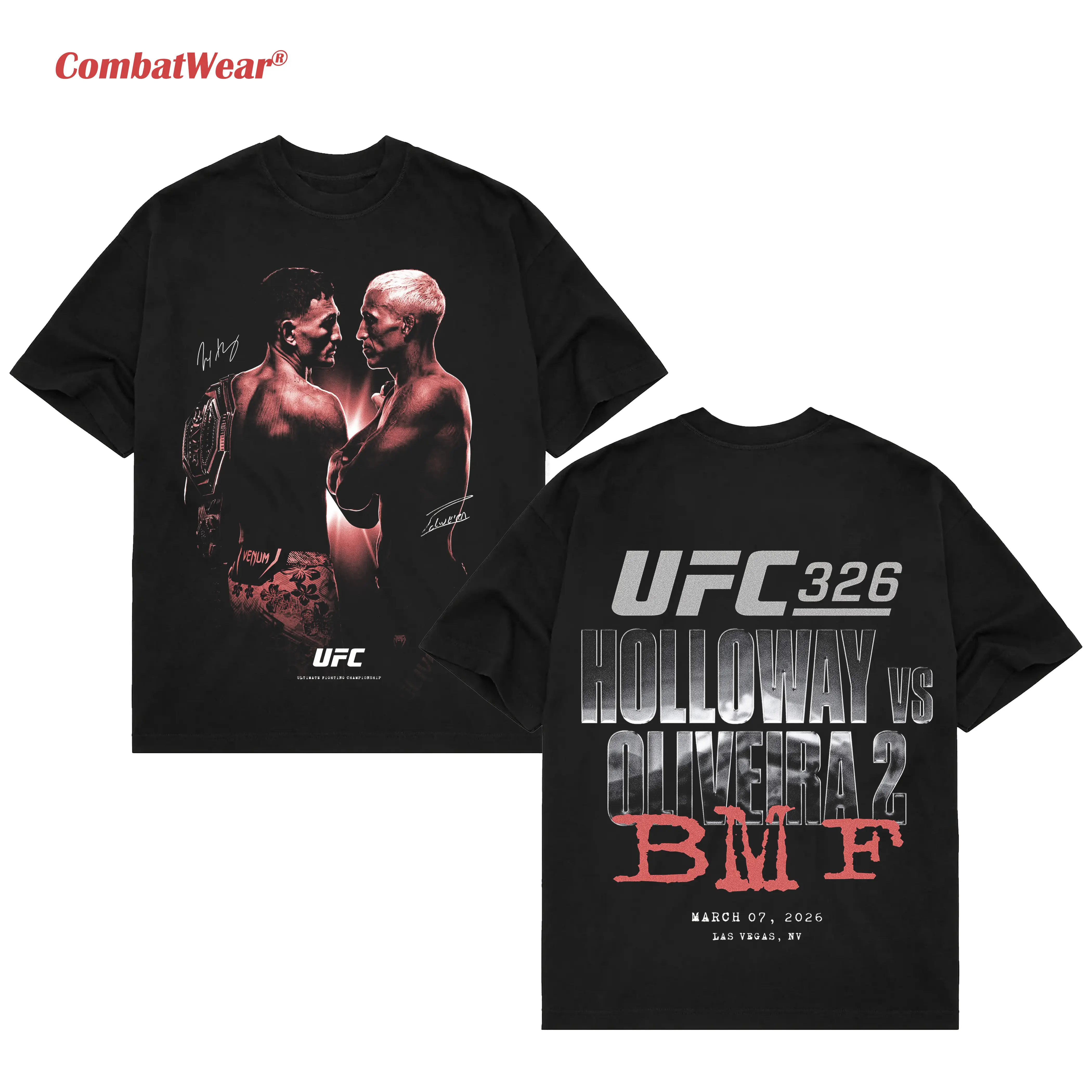 Men's Max Holloway Vs. Charles Oliveira Black UFC 326 Matchup T-Shirt main product image