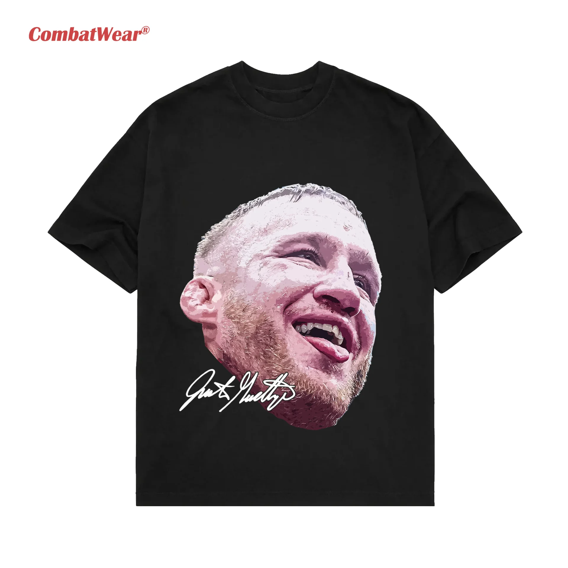 Justin Gaethje Undisputed Tee with large smiling fighter portrait and signature graphic