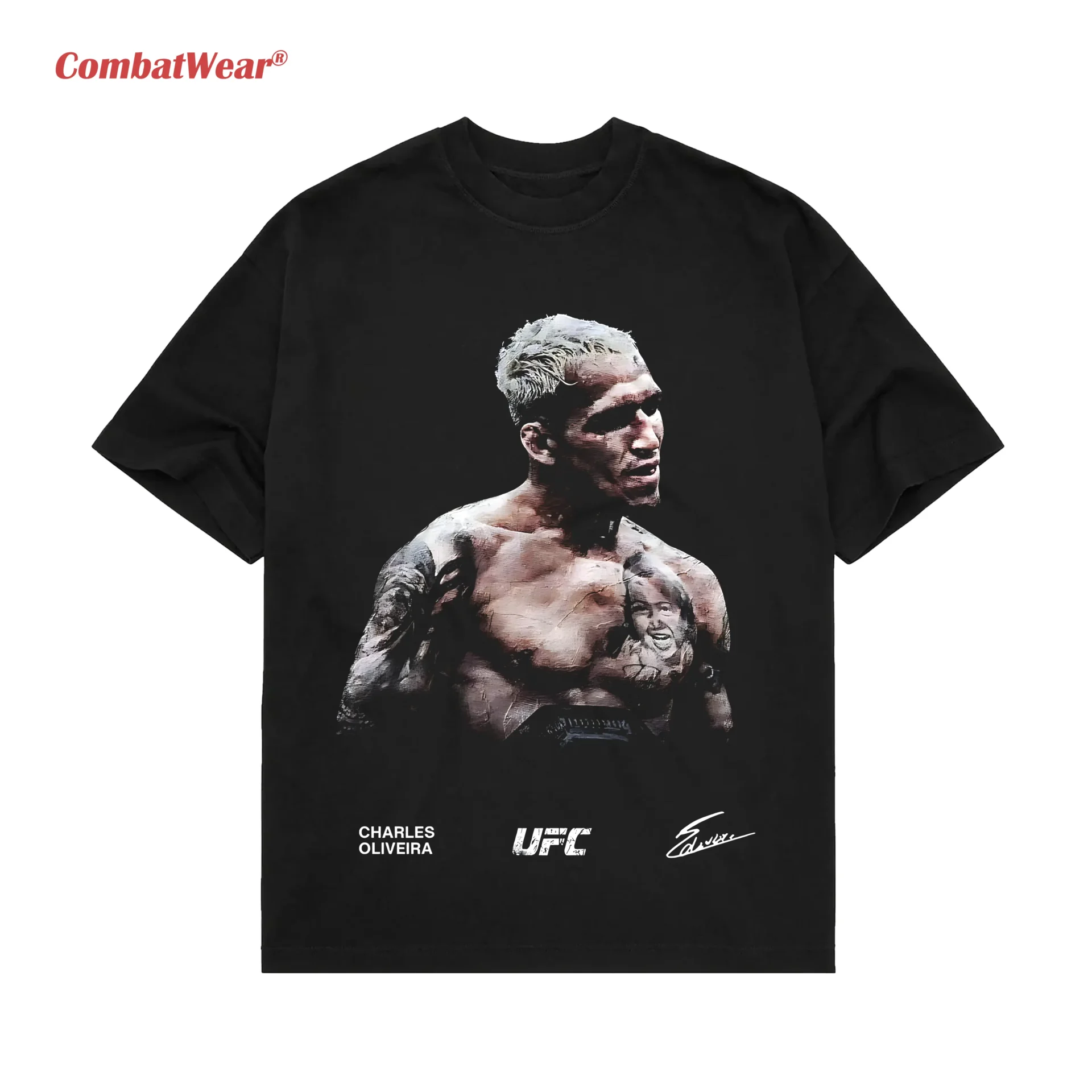 Charles Oliveira black UFC fighter graphic T-shirt