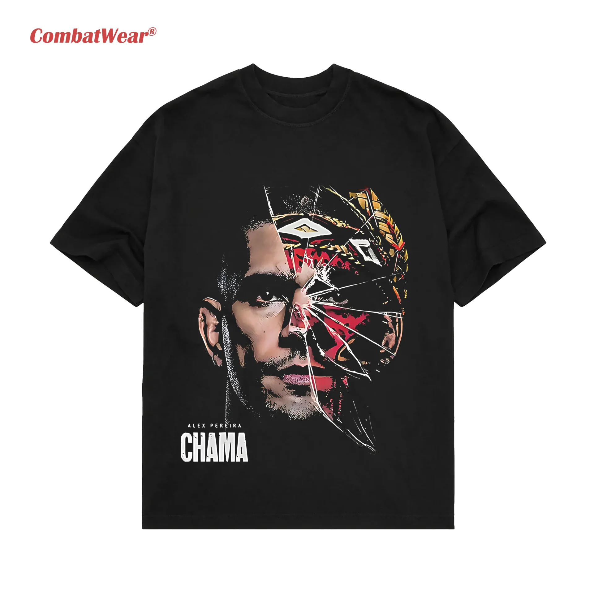 Alex Pereira CHAMA shattered mask black graphic shirt