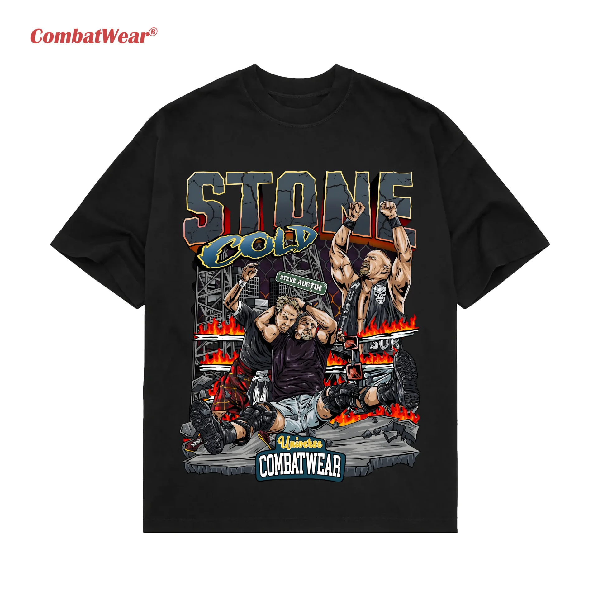 Wwe Stone Cold Flames Comic Tee Stone Cold Steve Austin WWE shirt