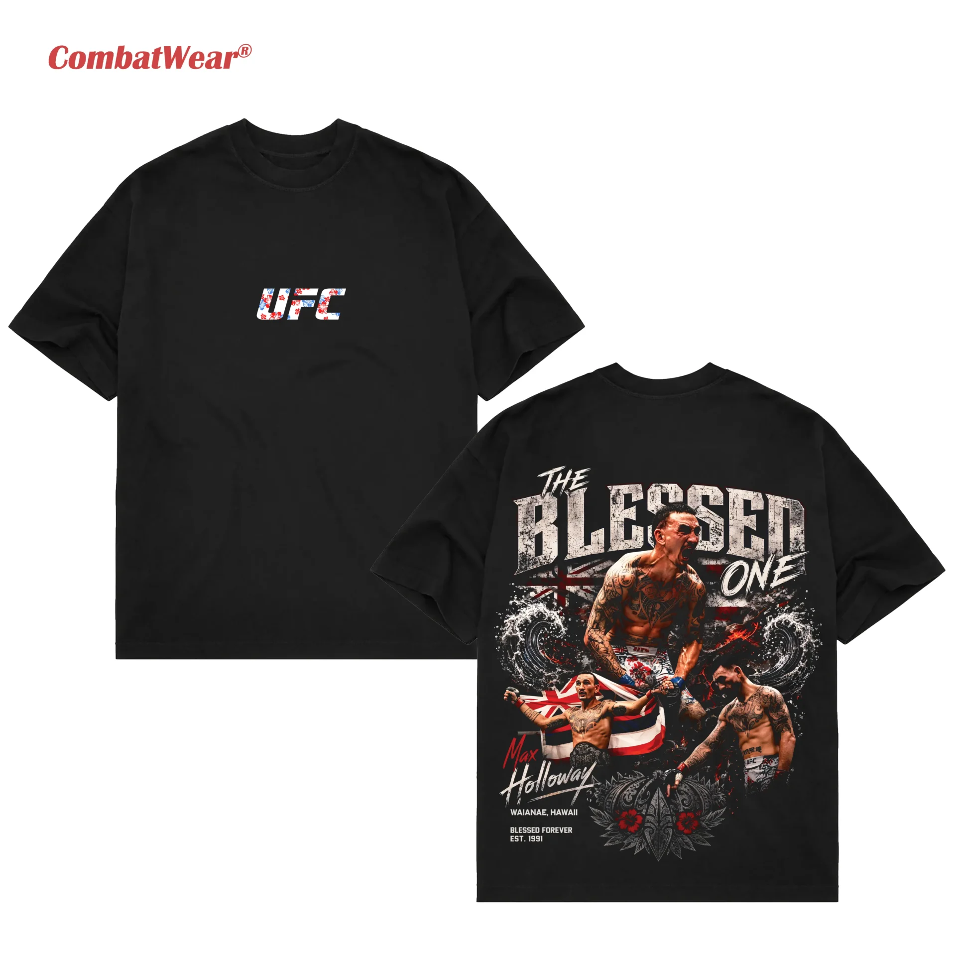 Men's UFC 329 Black Max Holloway T-Shirt gallery image 2