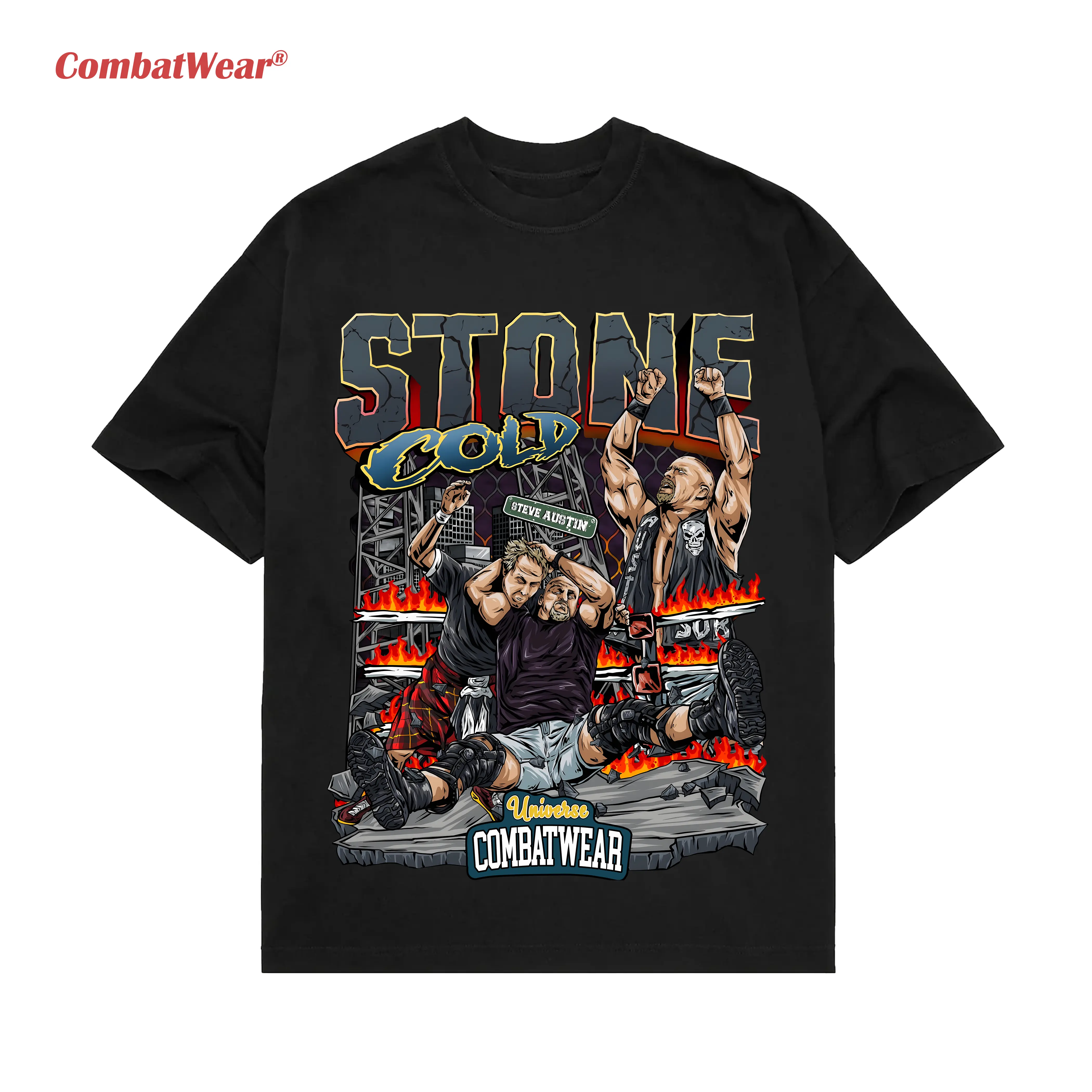 WWE Stone Cold Flames Comic Tee gallery image 3