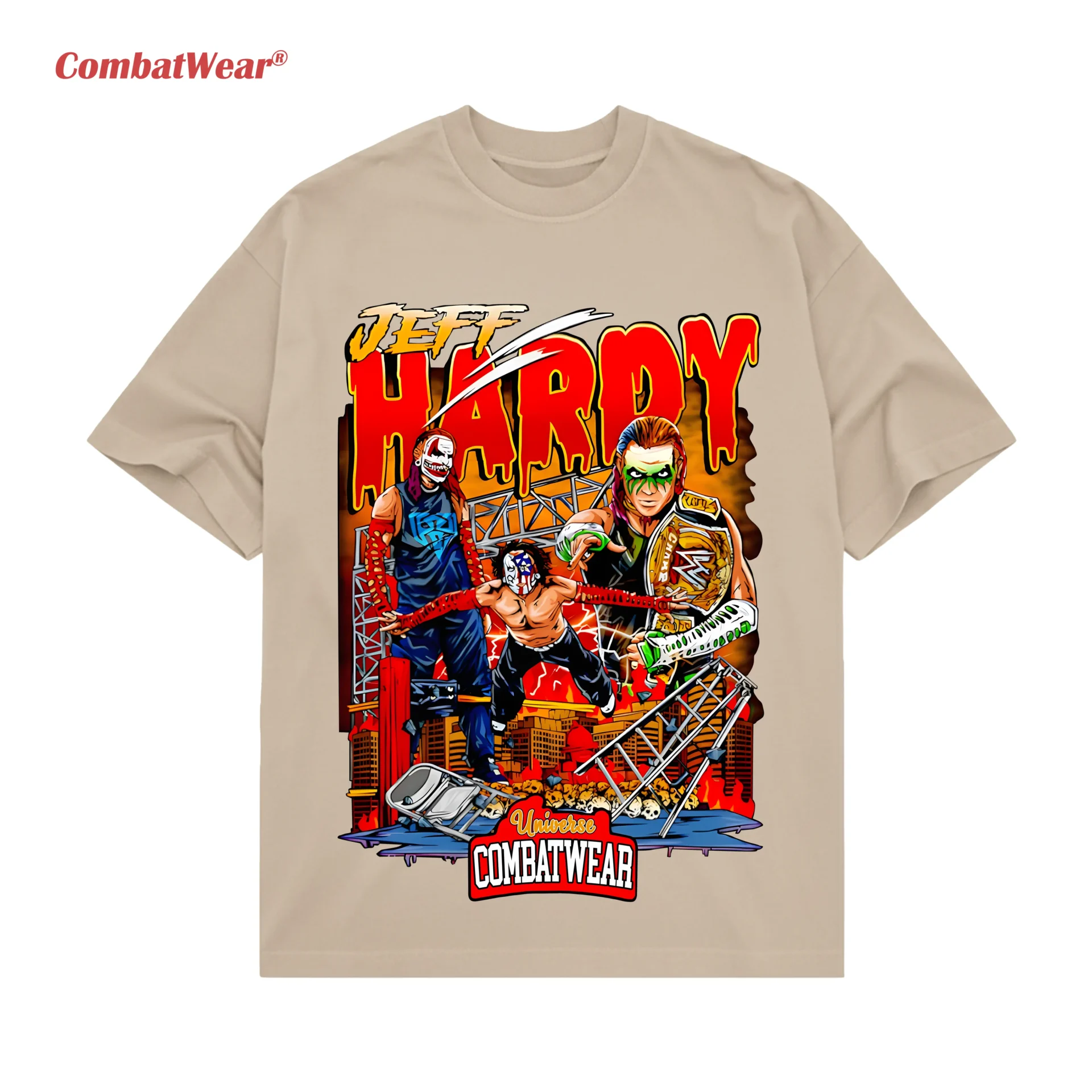 Jeff Hardy WWE Skyline Cartoon Art Tee gallery image 4