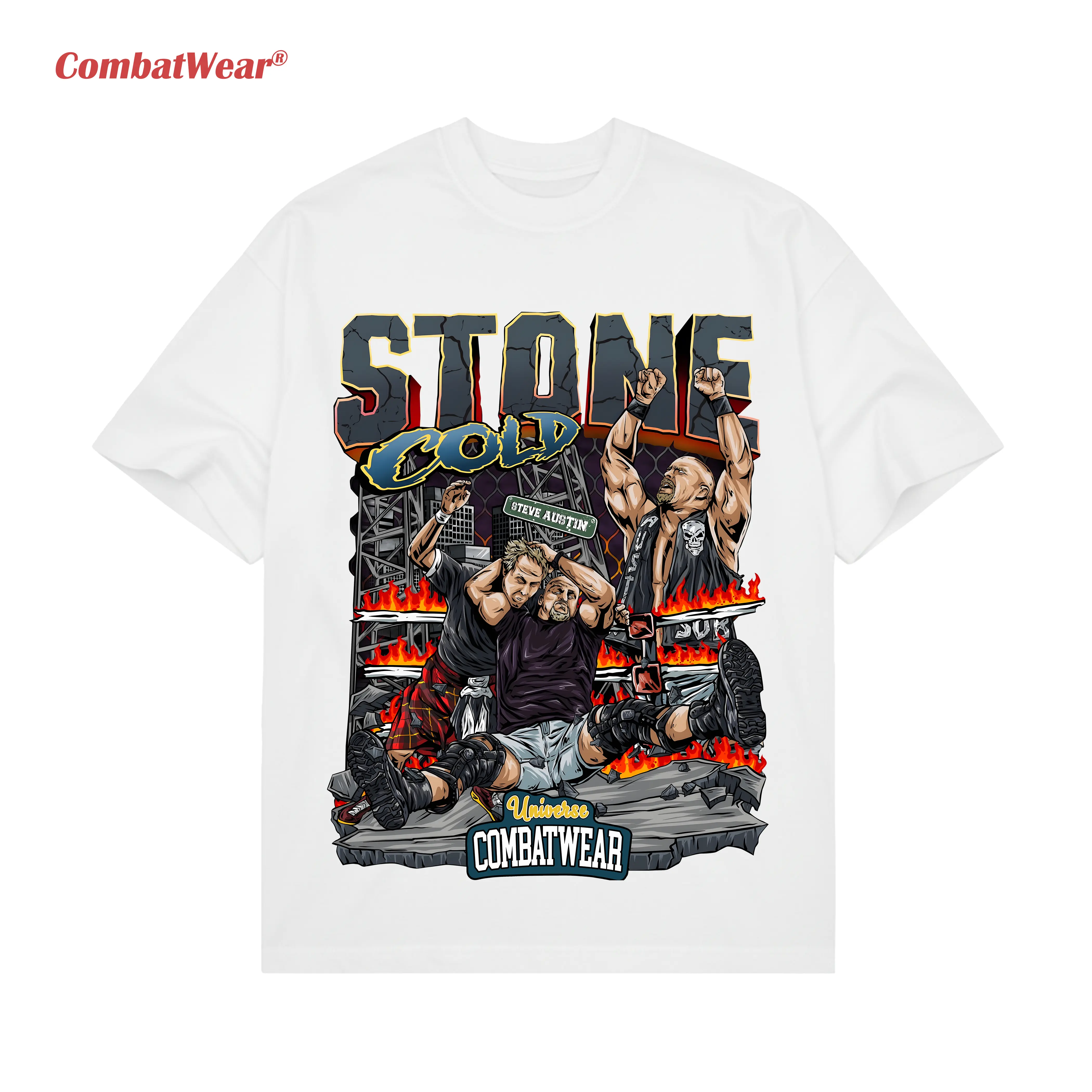 WWE Stone Cold Flames Comic Tee gallery image 4